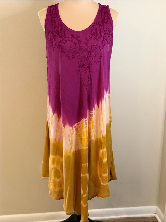 Other - Sante’ Classics tie dye embroidered midi dress swim coverup OS